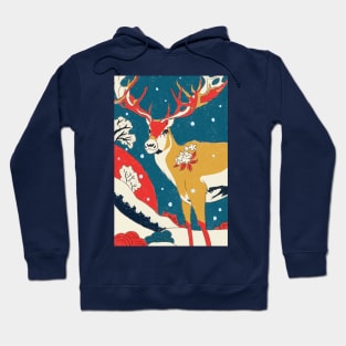 Reindeer on the snowy day Hoodie